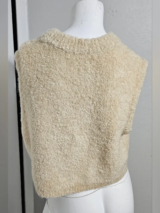 Free People Margot Textured Cropped Sweater Vest Neutral Size XS - Picture 7 of 10